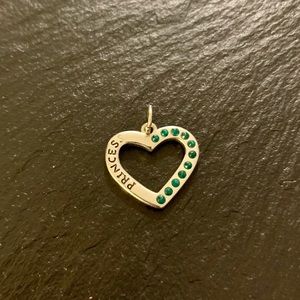 3/$20 Disney Princess Heart Pendant Charm with Emerald Green Rhinestones